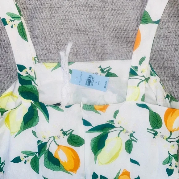 Size 6P Ann Taylor (NWT) Lemon Sundress, Square Neck Sheath Dress, Line - Picture 7 of 13